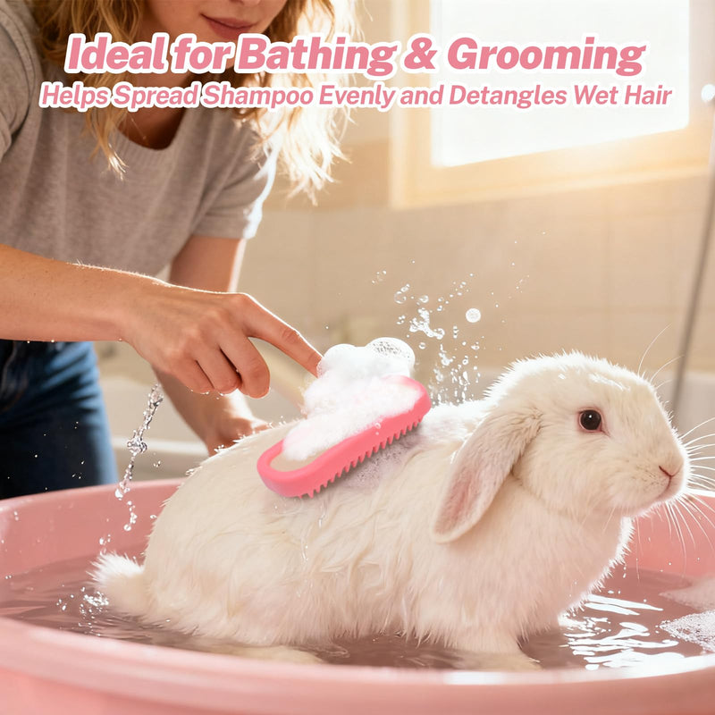 Bunny Brush, Soft Silicone Small Animal Brush, Short Hair Dog Brush - Removes Loose Fur, Detangles & Massages for Rabbits, Chinchillas, Kittens & Puppies During Shedding Season or Bath Time - PawsPlanet Australia