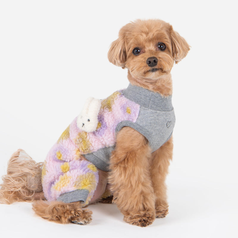 Pinkaholic New York Gigi Cute Winter Mock Neck Jumpsuit with Integrated Harness Flower Pattern for Small and Medium Dogs, Indian Pink, Small - PawsPlanet Australia