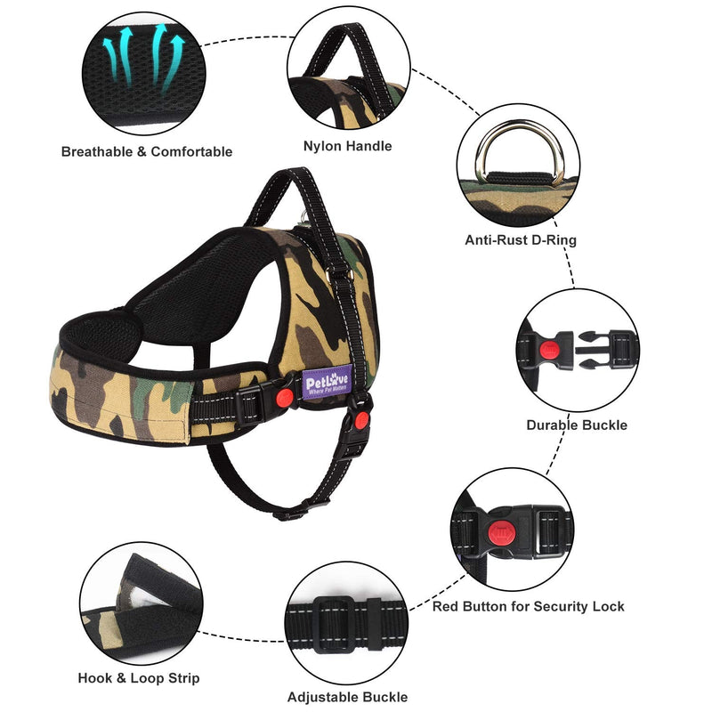 PetLove Dog Harness, Adjustable Soft Leash Padded No Pull Dog Harness for Small Medium Large Dogs, Camouflage XXXS - PawsPlanet Australia