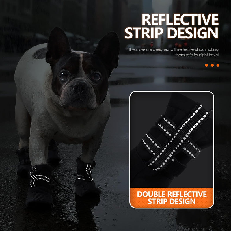 Waterproof Dog Shoes for Small Dogs, Anti-Slip & Reflective, Dog Boots & Paw Protectors for Winter Snow Rain, Summer Hot Pavement, 4Pcs Pet Booties for Hiking/Walking/Outdoor, Size XS, Black X-Small - PawsPlanet Australia