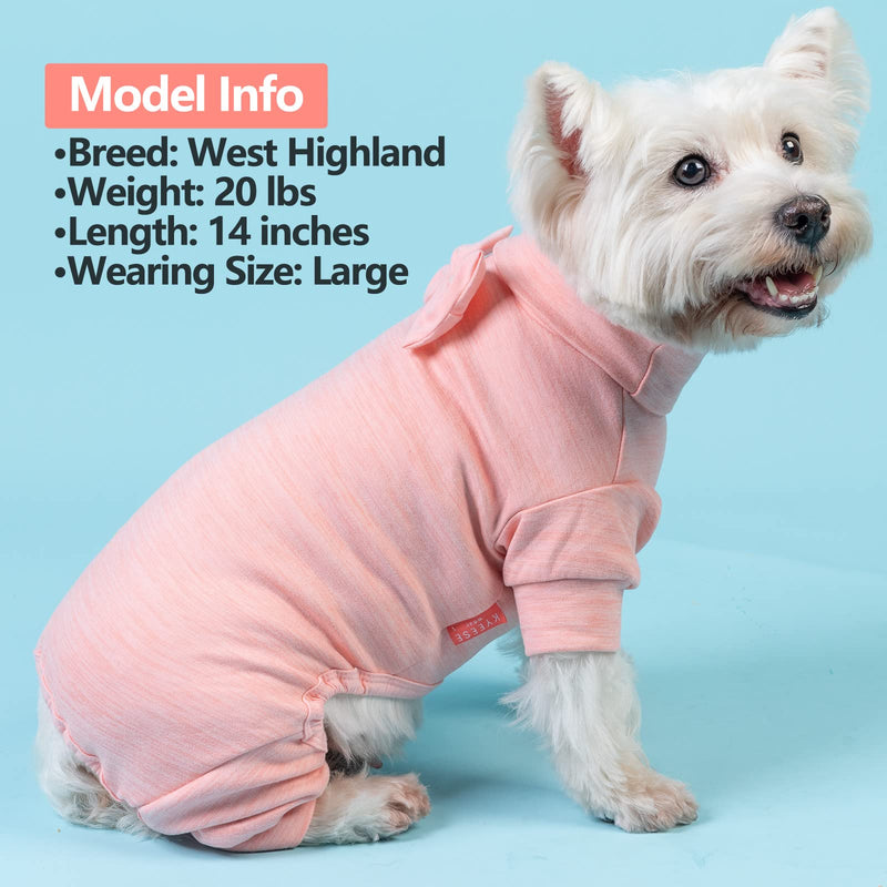 KYEESE Dog Pajamas Turtleneck Stretchy Dog Pjs Super Soft Velvet Material Dog Onesie Outfits with Bowtie Dog Cold Weather Coat Medium (7-11lbs) Pink - PawsPlanet Australia