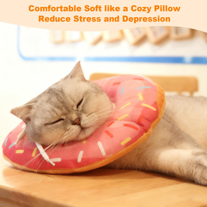 Cat Cone Collar Soft, Comfortable Cat Donut Collar After Surgery, Adjustable Elizabethan Recovery Collars & Cones to Stop Licking, Lightweight Neck Collar Soft Cone for Cats Kitten (Pink, Small) Pink S
