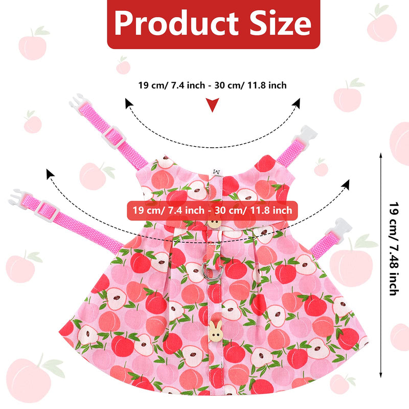 3 Piece Cute Rabbit Leash and Harness Set, Bunny Rabbit Dress Clothes Walking Harness Vest Escape Proof Pet Supply for Rabbit Hedgehog Ferret Guinea Pig (Peach, Pineapple, Strawberry) Peach, Pineapple, Strawberry - PawsPlanet Australia