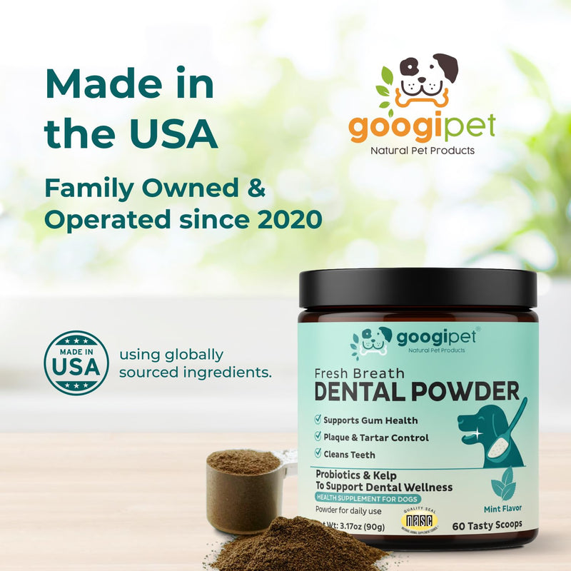 Googipet Dental Powder for Dogs Teeth Cleaning - Dog Dental Powder Breath Freshener & Plaque Remover - Tartar Remover for Dogs & Dog Breath Freshener Plaque Off W/Kelp, Parsley, Rosemary, & Mint