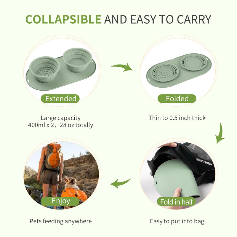 Collapsible Dog Bowls Travel Water Bowl, Silicone Dog Bowls Small Size, Puppy Bowls for Dogs Cats Pet Foldable Feeding Watering Dish Traveling Camping Walking(Green) green - PawsPlanet Australia