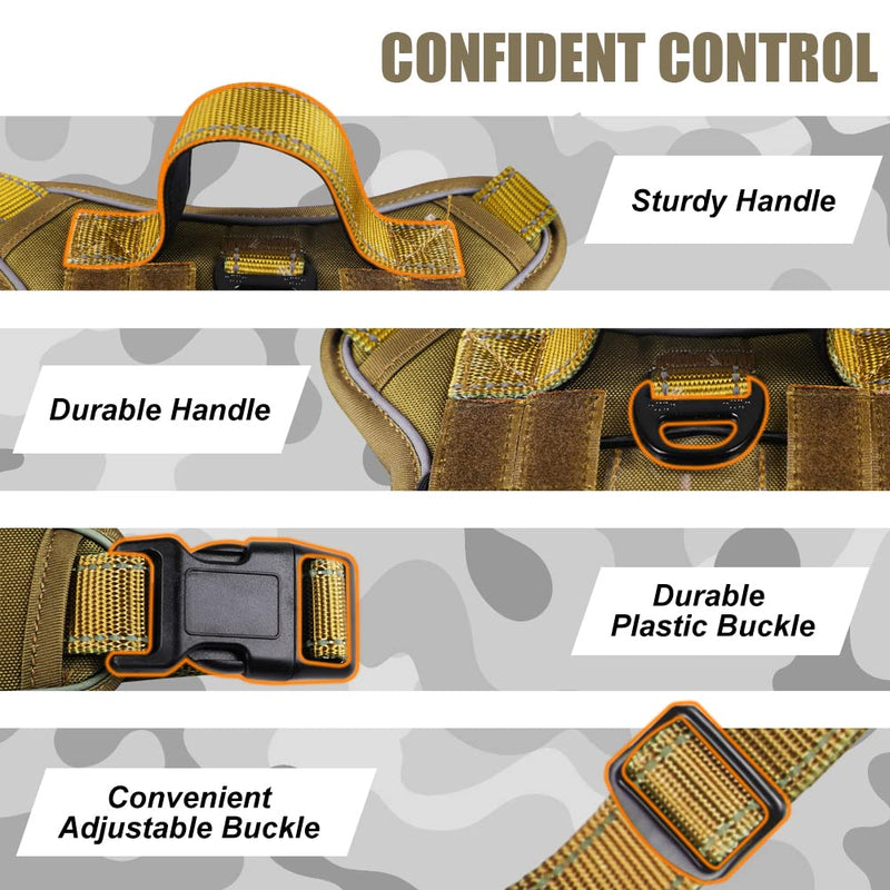 CBBPET Tactical Dog Harness for Small Medium Large Dogs No Pull Adjustable Harness Training Easy Control Pet Vest,Reflective Working Training (L(Neck 20-30, Chest 22-41)) L(Neck 20 - 30, Chest 22 - 41) - PawsPlanet Australia