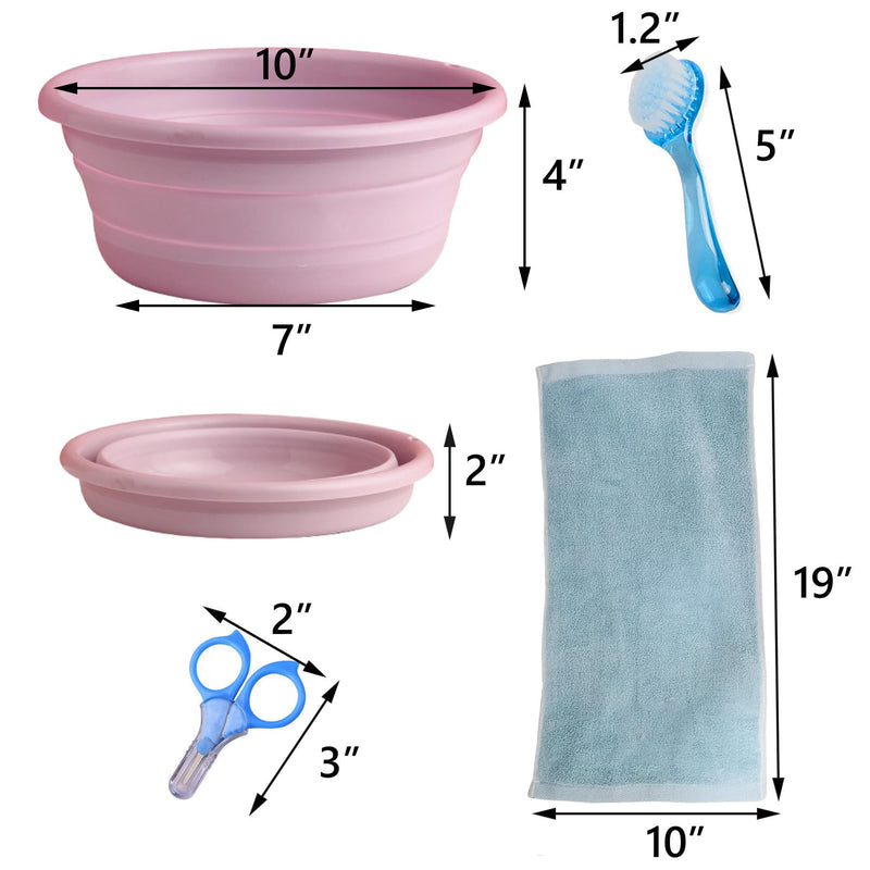 JSLZF Small Animal Grooming Kit - Foldable Bathtub, Nail Clippers, Bathing Brushes, Towel for Guinea Pigs & Hedgehogs Pink - PawsPlanet Australia