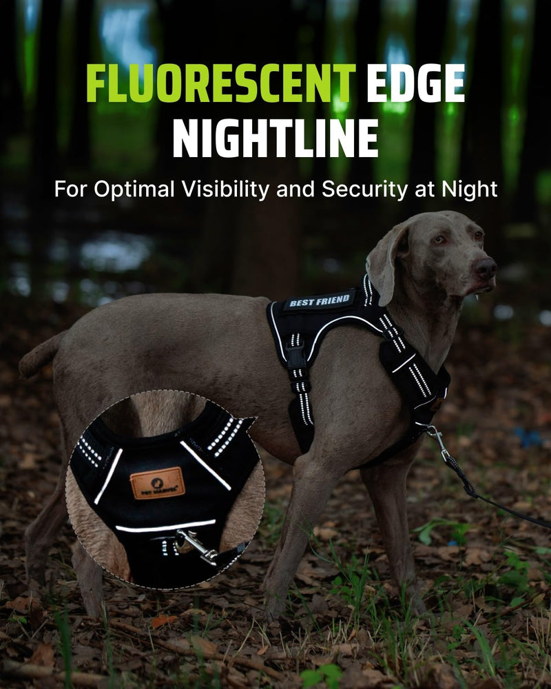 Tactical Dog Harness No-Pull Military Vest for Medium & Large Dogs, Adjustable Reflective Escape-Proof Vest with MOLLE System, Handle Control for Training, Walking, Outdoor – Black L (Neck: 18"-29", Chest: 24"-37")