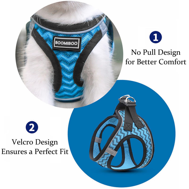 BOOMIBOO Dog Harness with Leash Set, No Pull Adjustable Reflective Step-in Puppy Pet Vest Harnesses for Small Medium Large Dogs and Cats,Pink XS XS(Chest:12"-14") Pink - PawsPlanet Australia