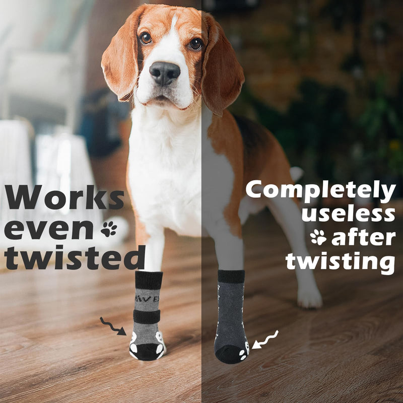 EXPAWLORER 6PCS Anti-Slip Dog Socks to Prevent Licking Paws,Dog Shoes for Hot Pavement,Best Paw Protector Traction Control on Hardwood Floor,Dog Booties for Puppy Small Medium Large Senior Dogs Small (6 Count) Black Grey - PawsPlanet Australia