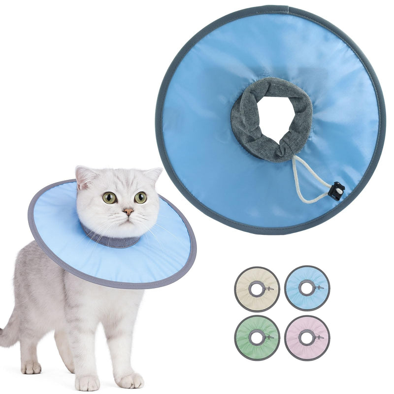 9.5 Inch Adjustable Elizabethan Collar for Cats - Soft & Comfortable Cat Cone Collar to Stop Licking & Scratching, Waterproof & Breathable Pet Cone (Cerulean Blue)
