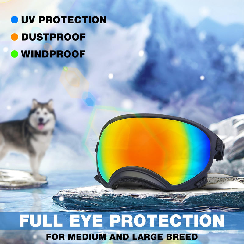 Pacify Dog Goggles for Large Dogs, UV Protection Dog Sunglasses with Adjustable Strap for Medium Large Dog Pet Glasses Black - PawsPlanet Australia