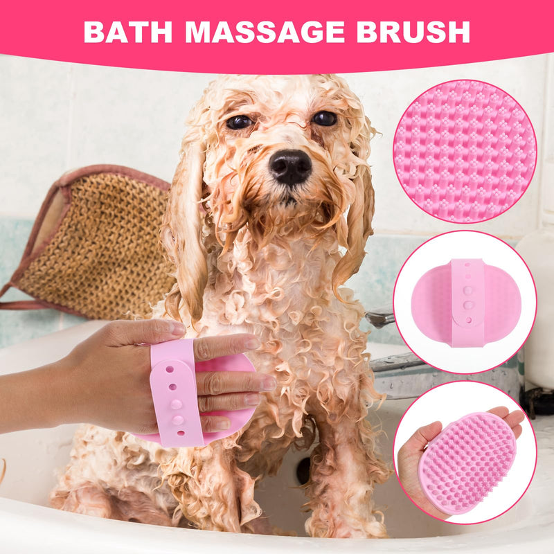 6PCS Dog Grooming Kit, Pet Grooming Kit, Deshedding Brush for Short Hair, Slicker Brush, Flea Comb, Puppy Brush Set in Pink for Dogs, Cats