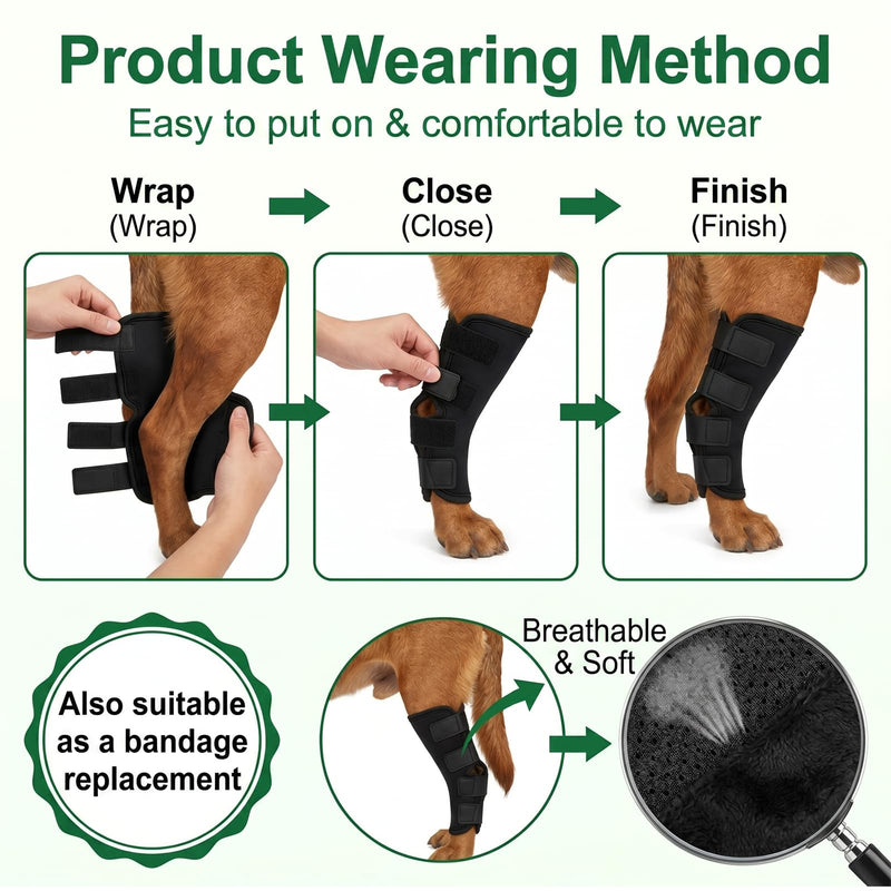 2 Pieces Adjustable Dog Knee Protectors, Neoprene Dog Joint Support for Postoperative Rehabilitation, Arthritis, Patellar Luxation, Breathable Dog Bandage for Joint Protection and Pain Relief