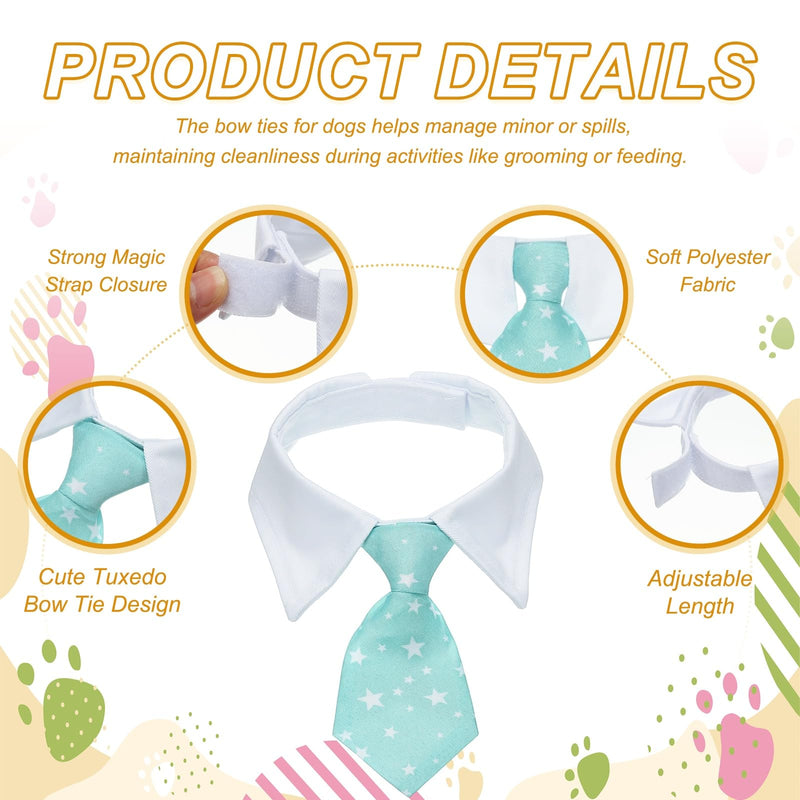QUARKZMAN Dog and Cat Tie with Collar, Cute Bow Tie with Handmade Adjustable White Collar, Formal Pet Cat Tie (Blue L) Suitable