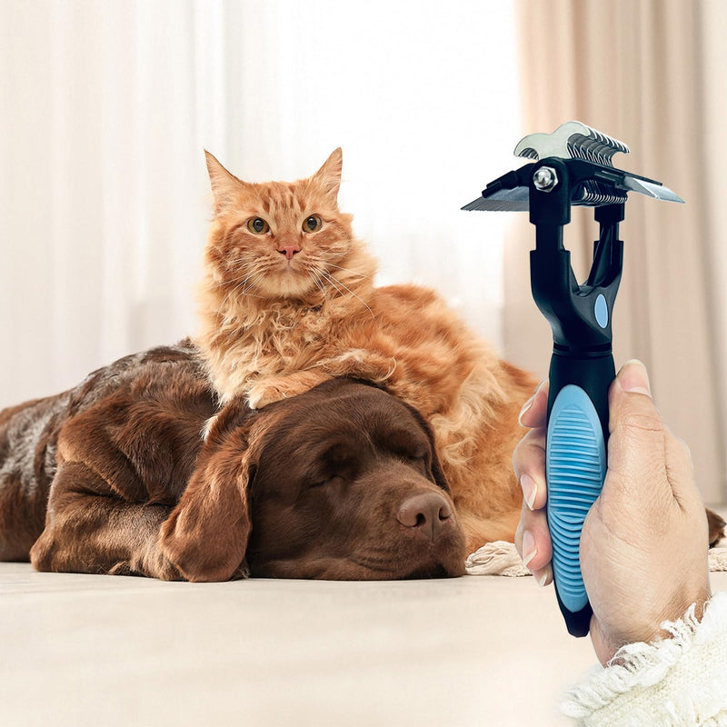 3-in-1 Pet Grooming Brush for Dogs & Cats – Double Sided Deshedding Tool with Stainless Steel Teeth, Detangler Comb & Undercoat Rake | Ergonomic Handle for Matted Fur Removal, Safe for Long/Short Hair