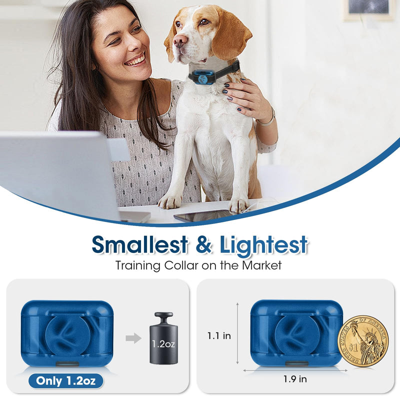 Small Shock Collar for 2 Dogs, Ultra-Light & Thin Shock Collar for Small Dogs 5-15lbs, Beep, Vibration and Shock with Safety Lock, IPX7 Waterproof, Blue and Green Blue and Grey - PawsPlanet Australia