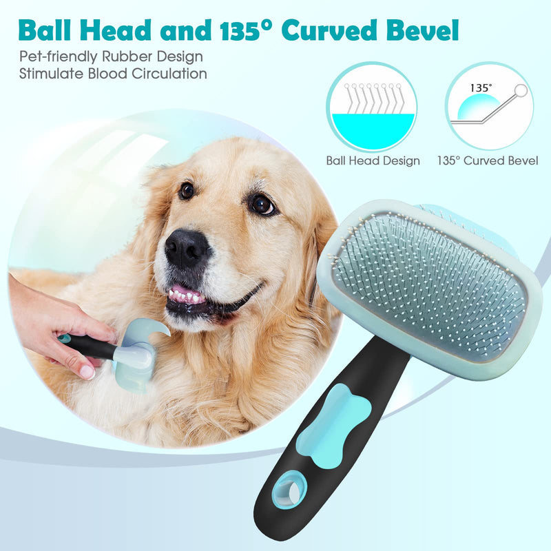 Slicker Brush, PETPAWJOY Dog Brush Gently Cleaning Pin Brush for Shedding Dog Hair Brush for Small Dogs Puppy Yorkie Poodle Rabbits Cats - PawsPlanet Australia