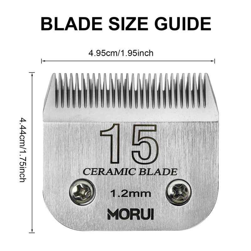 Pet Dog Grooming Clipper Replacement Blade，Detachable Ceramic Blade，Compatible with Most Andis,Oster A5 Wahl KM Series Clippers Size 15 Cut Length 3/64"(1.2mm) 15# - PawsPlanet Australia