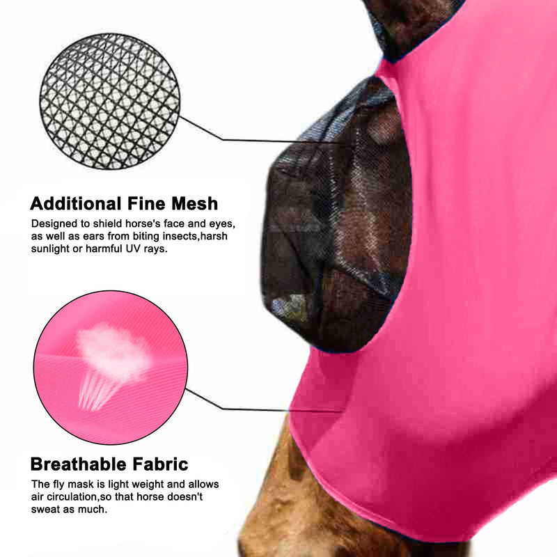 Horse Face Mask Horse Fly MaskHorse Mesh Mask, Knitted Fabric ComHorse Face Maskfortable Effective Horse Fly Mask for Horse Face ProtectionMasks () Pink - PawsPlanet Australia