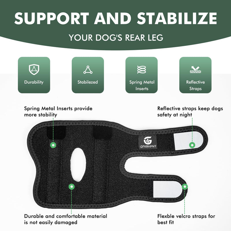 1 Pair Short Dog Rear Leg Hock Ankle Brace for Torn ACL & CCL, Dog Leg Braces for Back Leg with Metal Spring Inserts, Dog Wrap Brace for Bottom Joint with Reflective Straps M