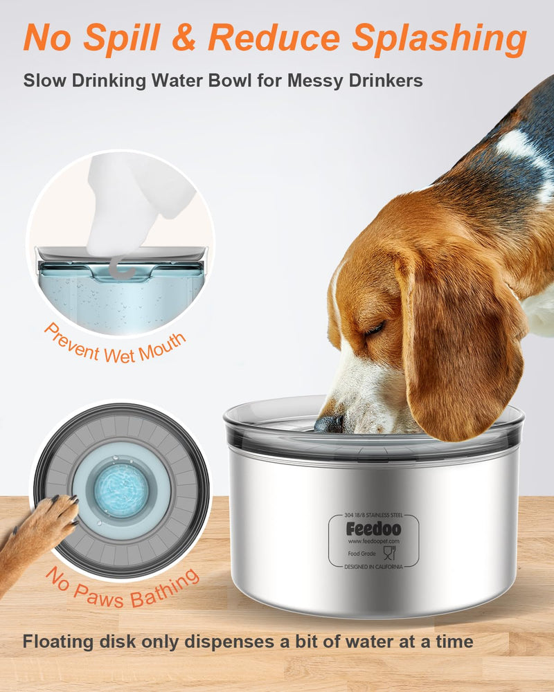 1Gallon Dog Water Bowl, 3.8L No Spill Water Bowl for Dogs, Stainless Steel Spill Proof Dog Bowl, No Splash Slow Drinking Bowl with No Slip Base for Slobber Stopper, Messy Drinkers[Anti Digging] - PawsPlanet Australia