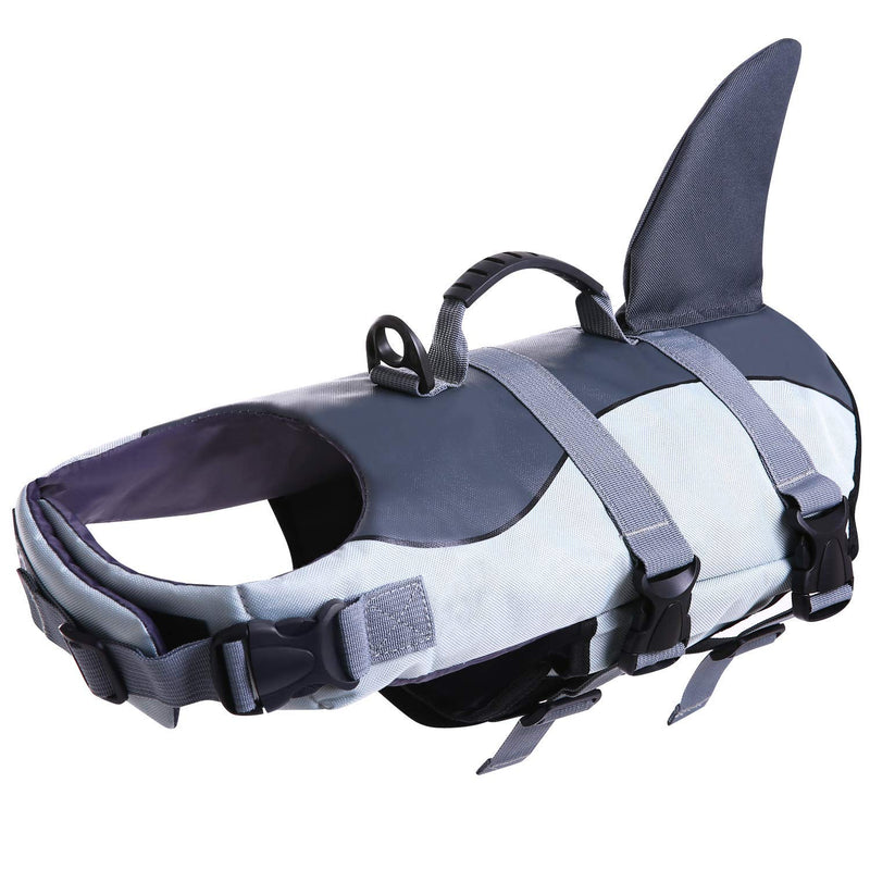 ASENKU Dog Life Jacket Pet Life Safety Vest for Swimming Boating, Dog Shark Life Jackets Dog Lifesavers Swimsuits for Pool, Dog Water Floatation Vest for Small Medium Large Dogs, Grey, X-Large Gray