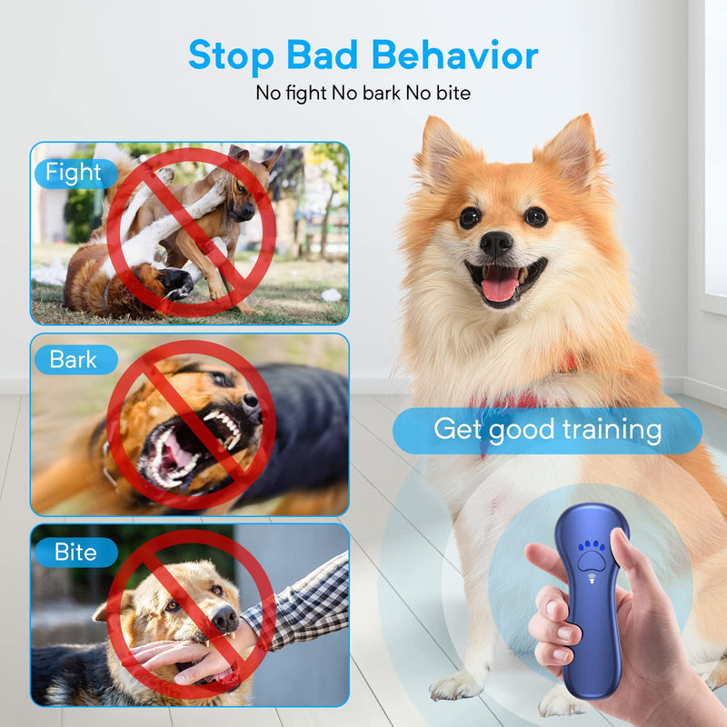 New Anti Barking Device,Dog Barking Control Devices,Rechargeable Ultrasonic Dog Bark Deterrent up to 16.4 Ft Effective Control Range Safe for Human & Dogs Portable Indoor & Outdoor(Blue) Blue - PawsPlanet Australia