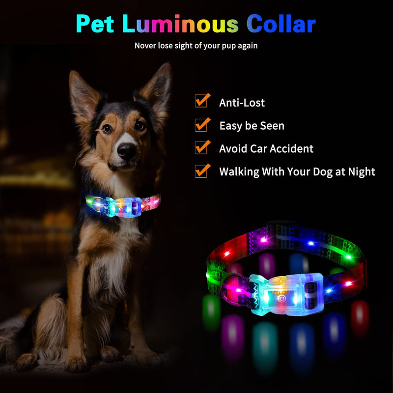 Light Up Dog Collars,LED Dog Collar Rechargeable Waterproof,2-in-1 Buckle Type Glow Collar for Medium Large Dogs- M(10-17 * 0.98 inch can be Crop) Bohemian Orange M(10-17*0.98 inch can be Crop） - PawsPlanet Australia