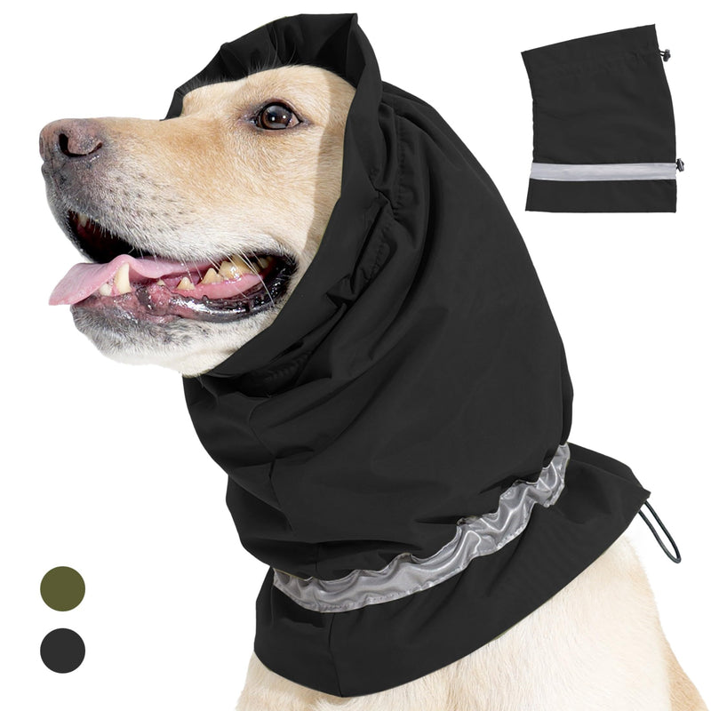 Dog Ear Cover Adjustable Ear Protection Winter Warm Outdoor Rainproof Travel Coldproof Dog Neck Wrap Black S Small
