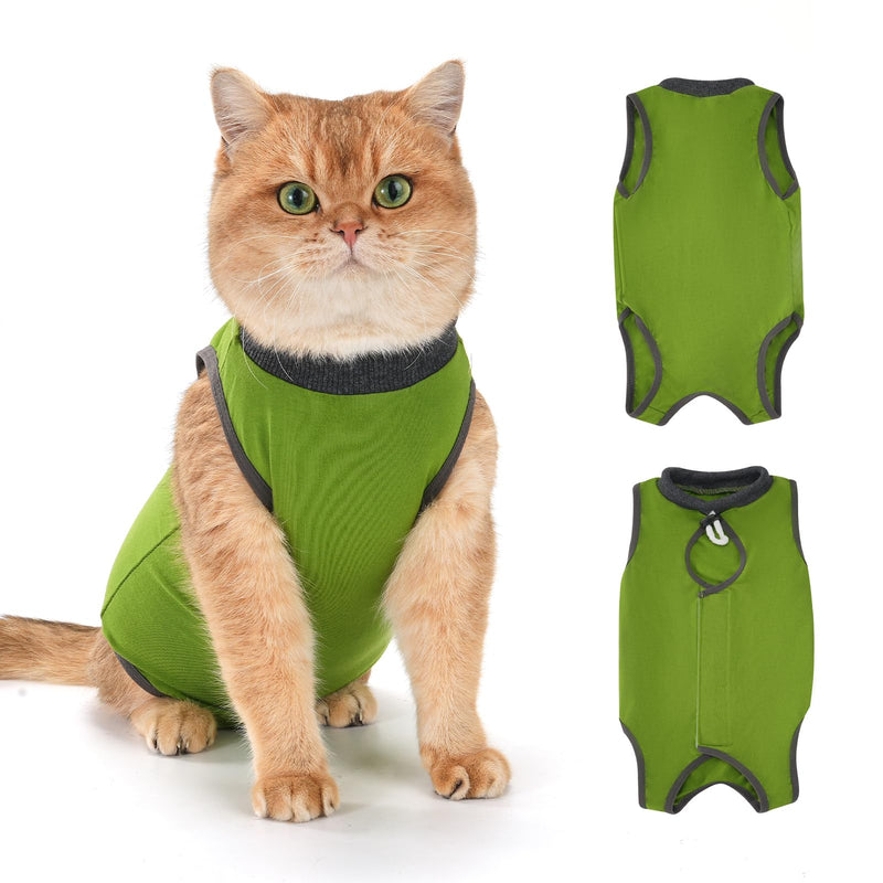 Avont Adjustable Cat Recovery Collar Bundle with Cat Recovery Suit After Surgery -S