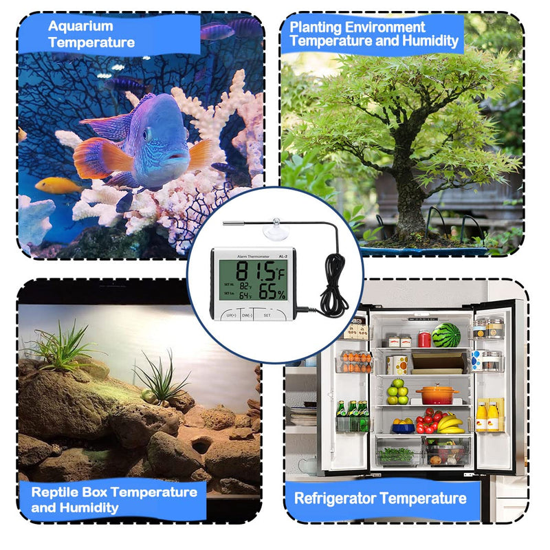 LXSZRPH Reptile Thermometer Hygrometer with High Low Temperature Alarm Digital Aquarium Thermometer with Hook and Loop Temperature Humidity Meter Gauge for Terrariums, Vivariums, Reptile Tanks (1) 1 - PawsPlanet Australia