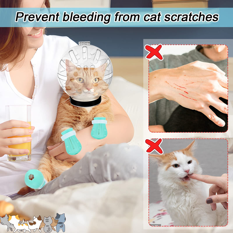 Cat Helmet for Grooming - Adjustable Hood Bubble Helmet with Boots Paw Covers and Bath Bag for Cat Dog Pet Bathing Shaving Material Type A