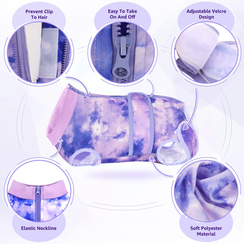 Lukovee Recovery Suit for Dogs, Zipper On Recovery Suit for Female Male Dog, Onesie Abdominal Wounds Cone E-Collar Alternative Prevent Licking Spay Recovery Suit (Purple Tie-dye,Small) Small Purple Tie-dye