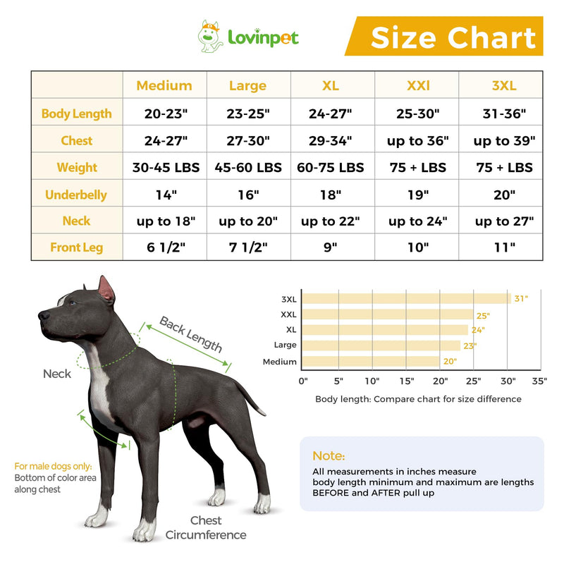 LovinPet Dog Recovery Suit - Medium Large - Professional Large Dog Recovery Suit Abdominal Wound Surgical Clothes Post-Operative Vest E-Collar Alternative Recovery,Giraffe,Yellow,3XL 3XL Yellow collar/Yellow - PawsPlanet Australia