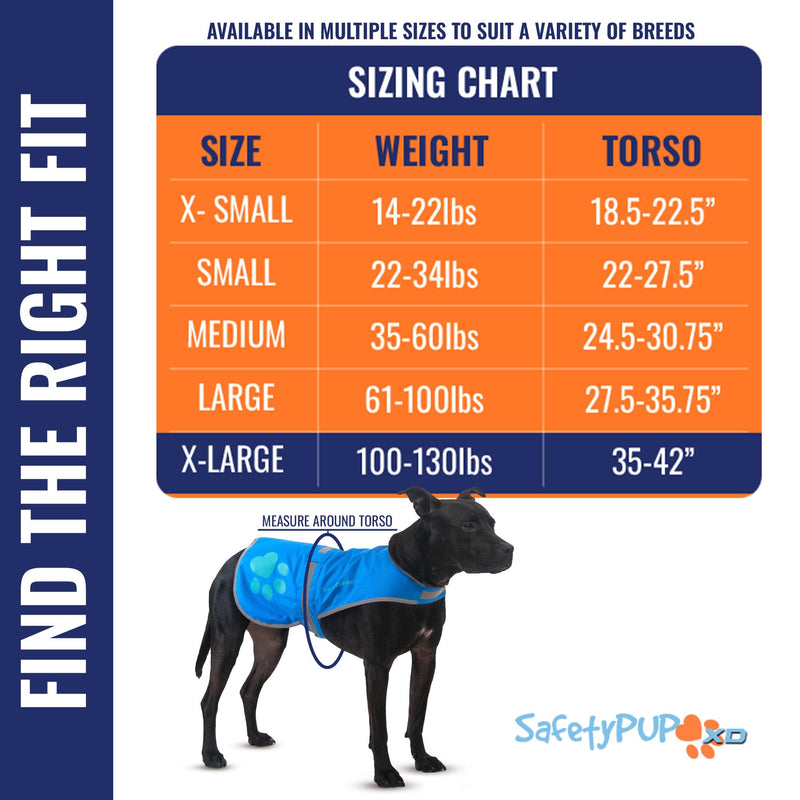 SafetyPUP XD Dog Reflective Vest – Hi-Vis Fluorescent Visibility That Helps to Safeguard Your Pet On/Off Leash in Urban & Rural Areas (Blue, X-Large) Blue - PawsPlanet Australia