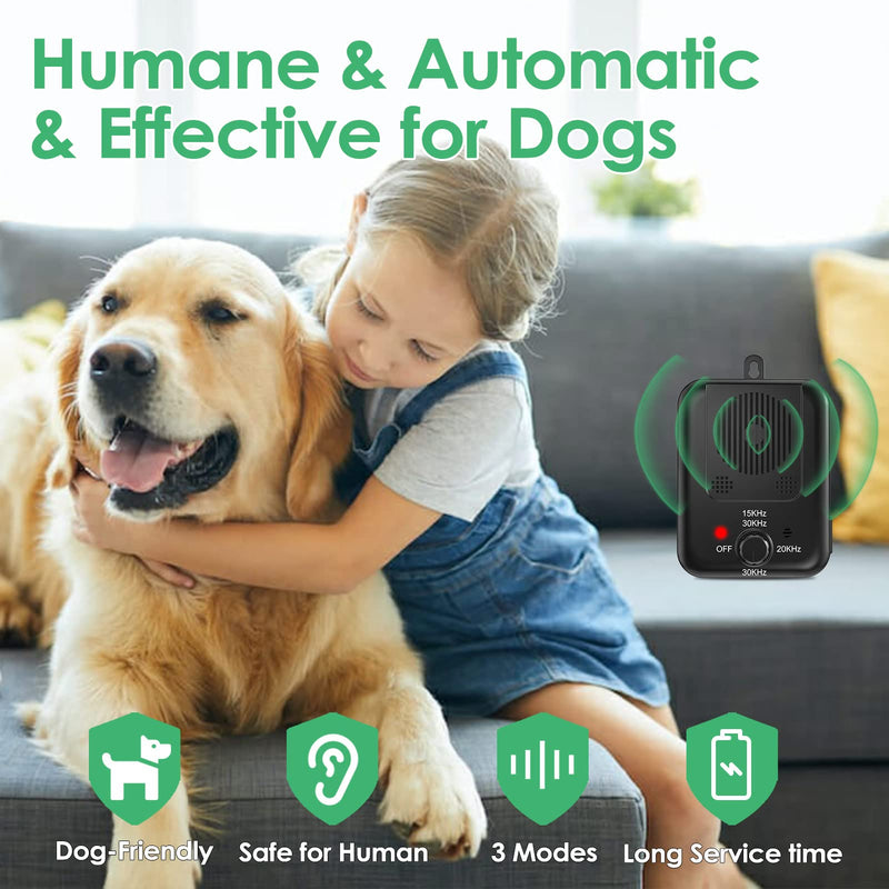 THVGUL Anti Barking Device, Dog Barking Control Device with 3 Ultrasonic Level Stop Dog Barking Deterrent Tool Up to 33ft Range for Indoor & Outdoor No Barking Deterrent for All Dog Sizes Black K4