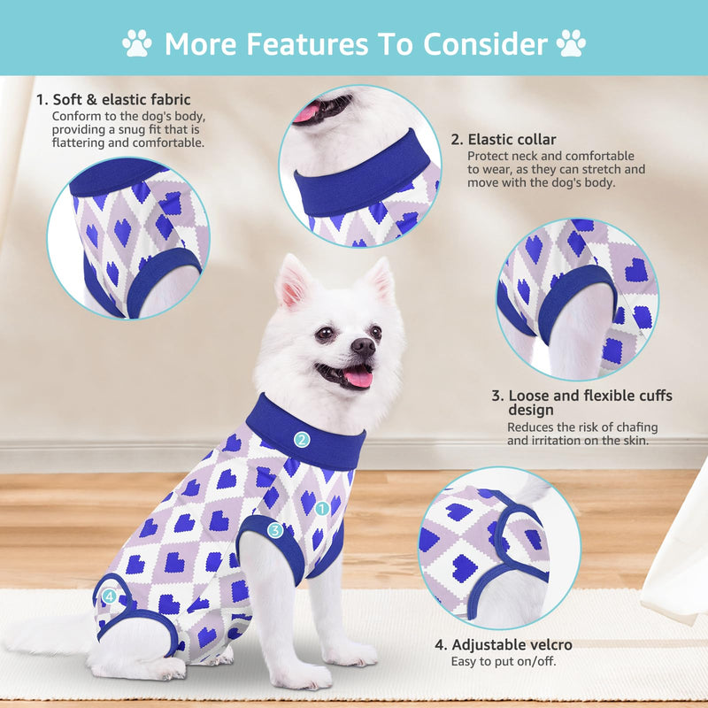 Recovery Suit for Dogs, Dog Recovery Suit Male Female Post Spay, Neuter, Abdominal Surgery Recovery Suit with an Inner Layer Pocket, Prevent Licking Soft Breathable Cotton, Blue, S - PawsPlanet Australia