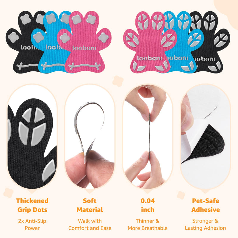 Dog Paw Protector for Senior Dogs - Anti-Slip Dog Paw Pads for Dogs Traction on Hardwood Floors, Paw Grips Stickers with Stronger Adhesive for Slippery Floors, 12 Sets (48pcs) Leaf Black XXXL Black｜Leaf Shape - PawsPlanet Australia