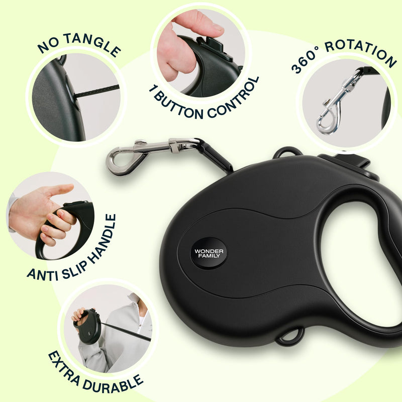 Retractable Dog Leash for Small Dogs 0-33 lbs – 10ft Long Leash for Dogs with Hands Free Shoulder Strap, No Pull Heavy Duty Dog Lead, Black Reflective Leashes for Training, Running, Walking Small Dogs (0-33 lbs) - PawsPlanet Australia