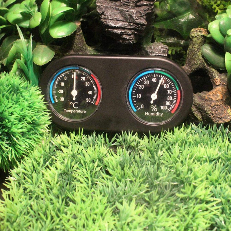 Reptile Thermometer Hygrometer, Mini Round Shape Dual Dial Thermometer and Humidity Gauge for Reptile Tank Lizard Tortoise Spider Pet Rearing Box