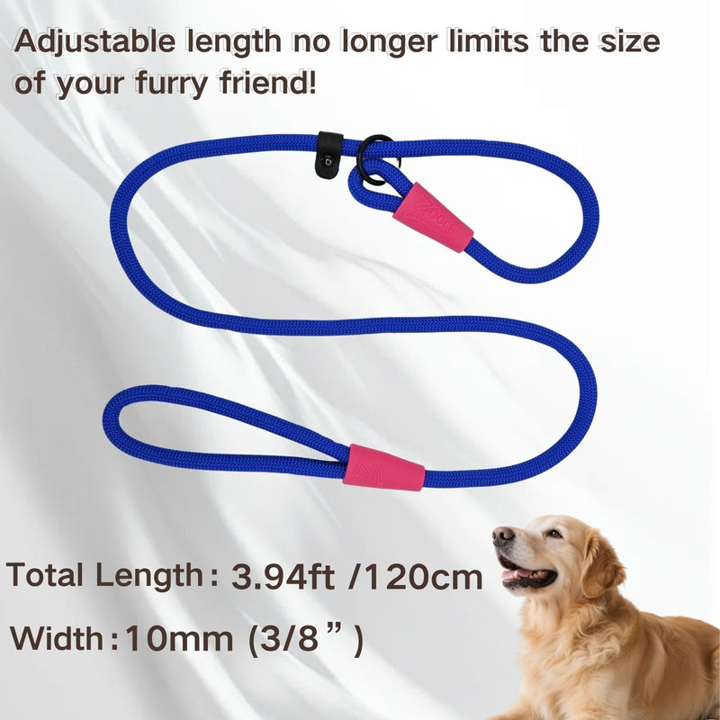 Heavy Duty Slip Lead Dog Leash for Small, Medium, and Large Dogs, Long Rope Training Leash for Walking, Obedience, and Outdoor Use, Navy Blue One Size - PawsPlanet Australia