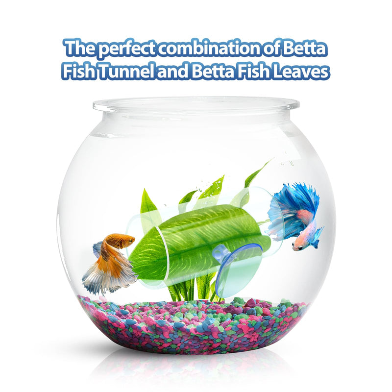 2 Pack Betta Fish Acrylic Tube Tunnel,Betta Fish Leaf Pad Simulating The Natural Habitat for Betta Spawning Grounds Breeding Resting Bed，Betta Toys Shelter Hideaway 2