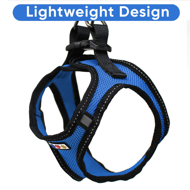 Pawtitas Dog Vest Harness Made with Breathable Air Mesh | All Weather Vest Harness for Small Puppies and Large Cats with Quick-Release Buckle - Small Blue Mesh Dog Harness Small (Pack of 1) - PawsPlanet Australia
