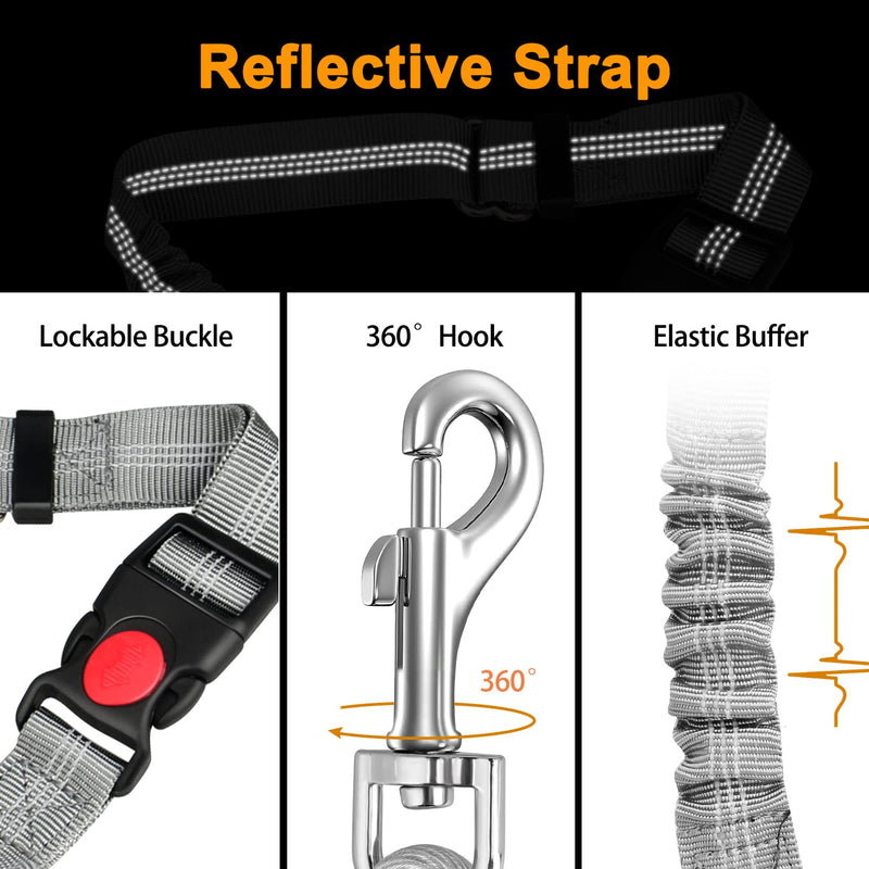 Chew Proof Dog Car Seat Belt, 2 in 1 Steel Cable Dog Car Accessories Headrest Restraint Dog Car Seatbelt for Medium Large Dogs Chewer Heavy Duty Dog Seatbelts for Cars Swivel Attach Gray 2 Pack - PawsPlanet Australia