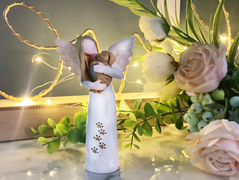 Dog Memorial Gifts for Loss of Dog, Pet Memorial Gifts, Resin Angel Statues,Sculpting Angels，Pet Sympathy Gifts(White) - PawsPlanet Australia