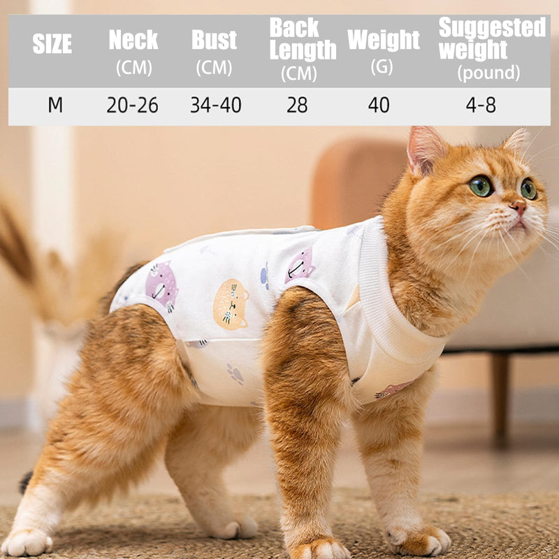 2 Pack Cat Recovery Suit, Breathable Anti Licking Cat Surgery Bodysuit, E-Collar Cone Alternative, Adjustable Spay Recovery Vest for Female Kitten, Size M Fit 2-4KG Cats