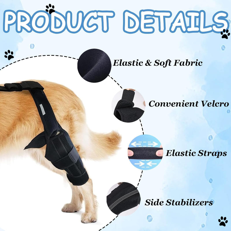 KFSCIP Dog Knee Brace for Cruciate Ligament, Dog Leg Support for Joint Protection, Dog Leg Brace for Injury Recovery, Rear Leg Support for Dogs, Black Size M