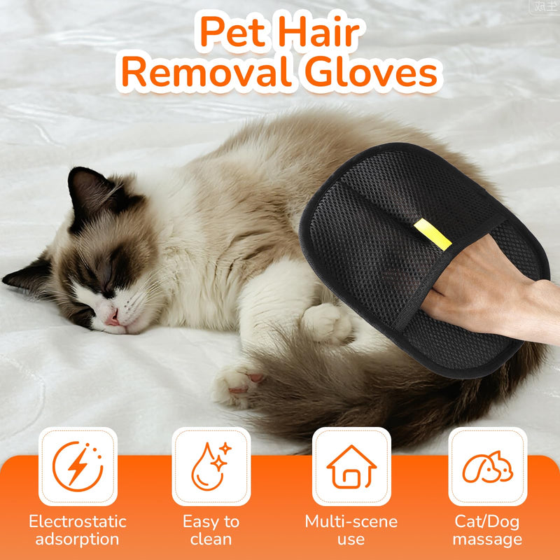 Electrostatic Pet Hair Removal Gloves for Cats Dogs Reusable Pet Hair Remover Tool Mitt for Clothing Furniture Couch Carpets and Car Seats 2PCS - PawsPlanet Australia