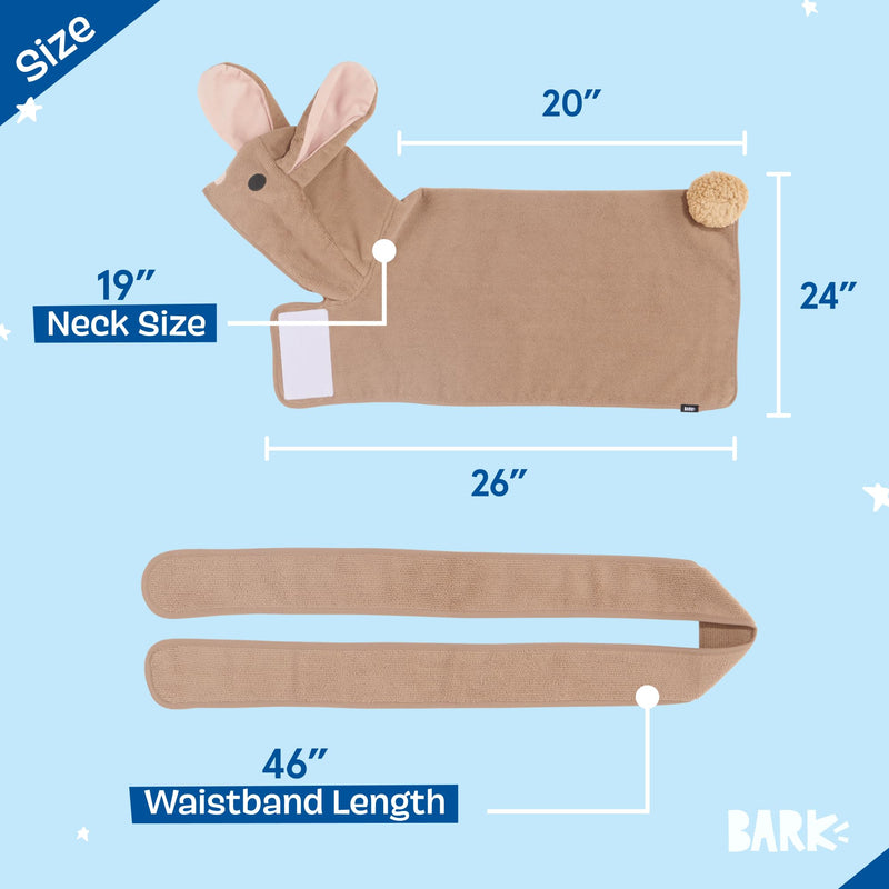 Barkbox BARK Dog Bathrobe - Rabbit-Themed, Medium (Chest: 26 inches, Neck: 19 inches), White/Light Grey, Polyester/100% Material, Machine Washable, Dog Coats for Medium Dogs, Tumble Dry Low Bunny M - PawsPlanet Australia